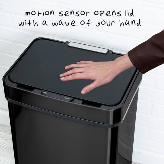 Honey Can Do 50L Black Stainless Steel Trash Can w/ Motion Sensor